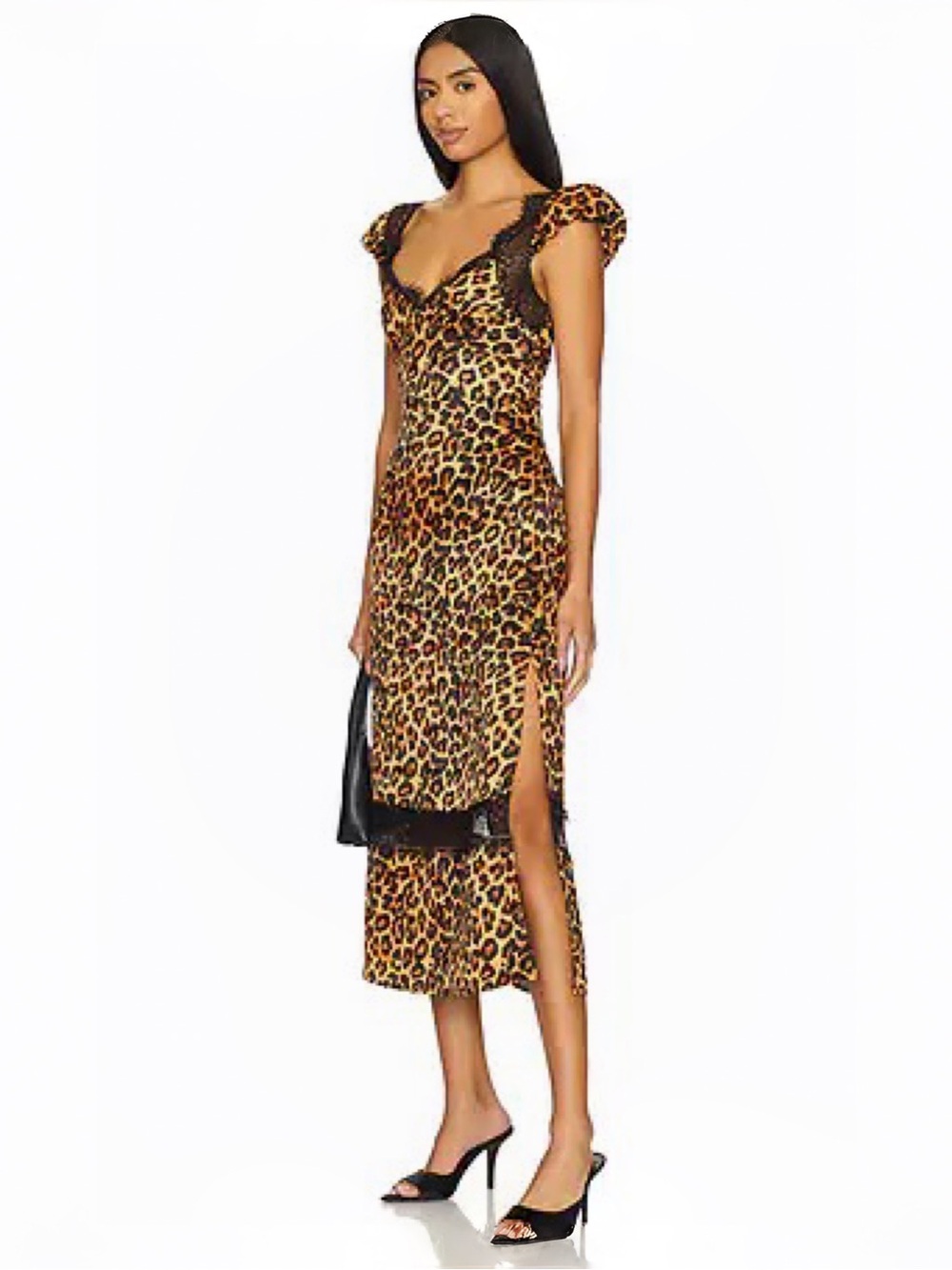 Free People Foolish Heart Leopard Print Lace Midi Dress Sz XS MSRP $128 NEW